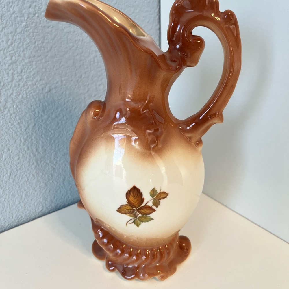 Elegant Brown and Cream Ceramic Pitcher